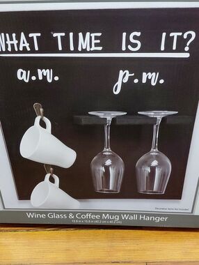 Trueliving Essentials Wine Glass & Coffee Mug Wall Hanger Black